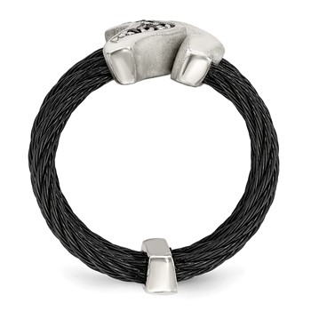 Edward Mirell Black Ti w/Sterling Silver Black Spinel Cable Flexible Ring — alternate view