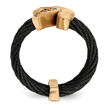 Edward Mirell Black Ti & Bronze Cable White Sapphire Cable Flexible Ring — alternate view