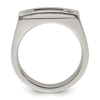 Edward Mirell Titanium Black Leather Insert Polished Ring — alternate view