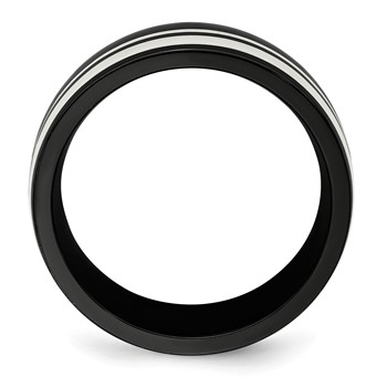 Edward Mirell Black Ti & Sterling Silver 9mm Polished Band — alternate view
