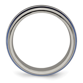 Edward Mirell Titanium Triple Groove Blue Anodized Ring — alternate view