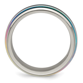 Edward Mirell Titanium Triple Groove Multi-color Anodized Ring — alternate view