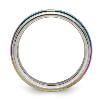 Edward Mirell Titanium Rainbow Anodized Triple Groove White Sapphire 6mm Band — alternate view