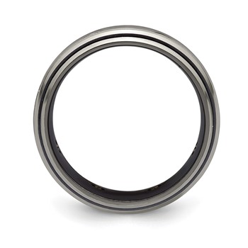 Edward Mirell Black Ti and Titanium Polished White Sapphire with Sterling Silver Bezels 9mm Band — alternate view