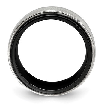 Edward Mirell Black Ti & Sterling Silver Brushed & Polished Milgrain Ring — alternate view