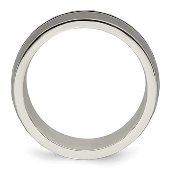 Edward Mirell Sterling Silver & Black Ti Inlay Black Stripe Ring — alternate view