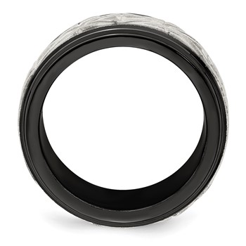 Edward Mirell Black Ti & Sterling Silver Inlay Polished Fancy Design Ring — alternate view