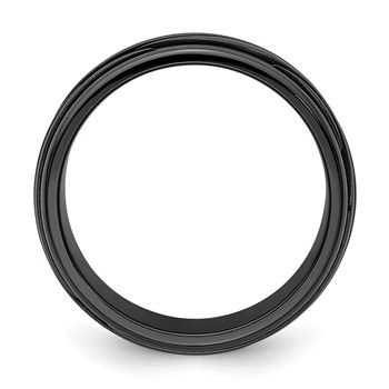 Edward Mirell Black Ti Polished Grooved Waves 10mm Band — alternate view