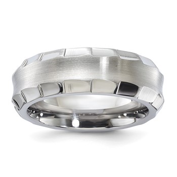 Edward Mirell Titanium Faceted Edges Brushed & Polished 8mm Ring