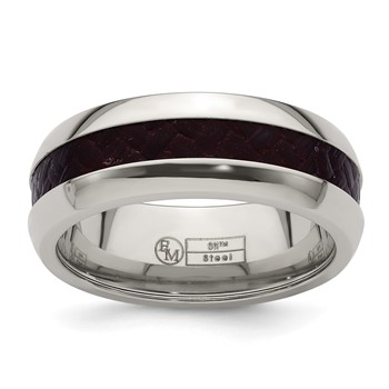 Edward Mirell Stainless Steel Red Carbon Fiber 8mm Band Size 10