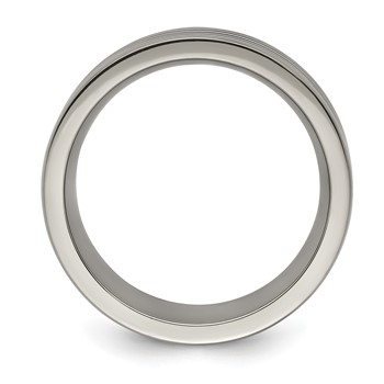 Edward Mirell Titanium with Blue Anodized Grooves Flat 10mm Band — alternate view