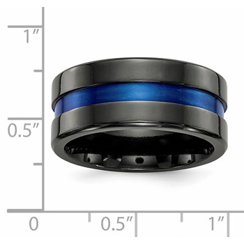 Edward Mirell Black Ti Blue Anodized Wide Center 10mm Band — alternate view