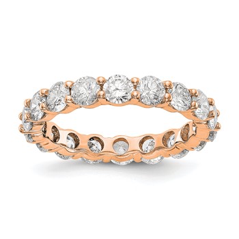14k Rose Gold Polished Shared Prong 3ct Diamond Eternity Band