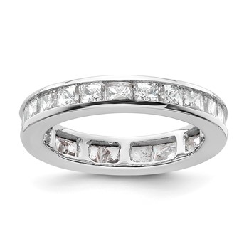 14k White Gold 2 carat Lab Grown Diamond VS+ F+ Princess Complete Channel Set Size 4.5 Eternity Band