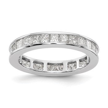 14k White Gold 2 carat Lab Grown Diamond VS+ F+ Princess Complete Channel Set Size 7.5 Eternity Band
