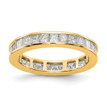 14k 2 carat Lab Grown Diamond VS+ F+ Princess Complete Channel Set Size 7.5 Eternity Band