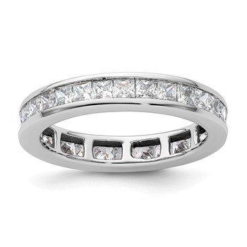 14k White Gold 2 carat Lab Grown Diamond VS+ F+ Princess Complete Channel Set Size 8.5 Eternity Band