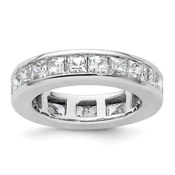 14k White Gold 3 carat Lab Grown Diamond VS+ F+ Princess Complete Channel Set Size 4.5 Eternity Band