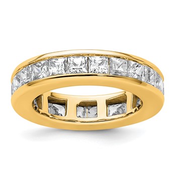 14k 3 carat Lab Grown Diamond VS+ F+ Princess Complete Channel Set Size 4.5 Eternity Band