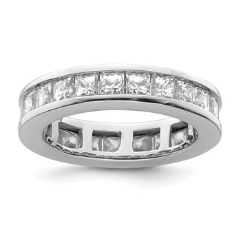 14k White Gold 3 carat Lab Grown Diamond VS+ F+ Princess Complete Channel Set Size 6.5 Eternity Band