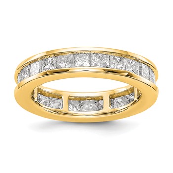 14k 3 carat Lab Grown Diamond VS+ F+ Princess Complete Channel Set Size 7.5 Eternity Band