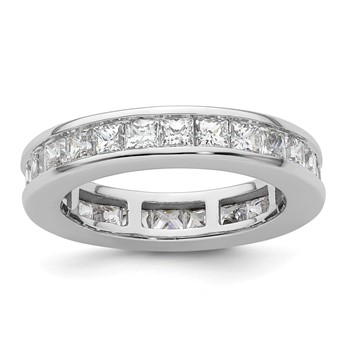 14k White Gold 3 carat Lab Grown Diamond VS+ F+ Princess Complete Channel Set Size 8.5 Eternity Band