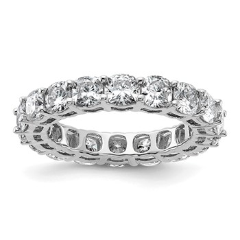 14k White Gold 3 5/8 carat Lab Grown Diamond VS+ F+ Cushion Complete Size 5.5 Eternity Band