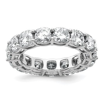 14k White Gold 6 3/4 carat Lab Grown Diamond VS+ F+ Cushion Complete Size 6.5 Eternity Band