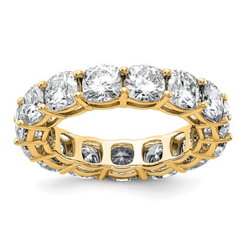 14k 6 3/4 carat Lab Grown Diamond VS+ F+ Cushion Complete Size 6.5 Eternity Band