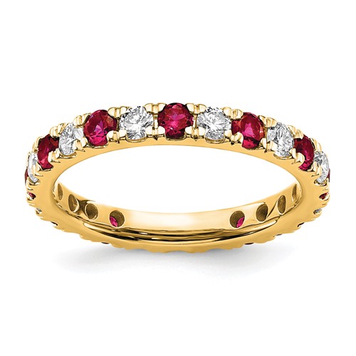14k 3/4ct Lab Grown Diamond VS/SI+ G+ & Cr Ruby Size 5.5 Eternity Band