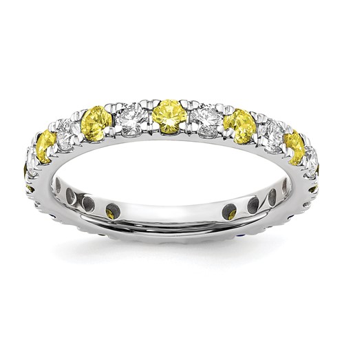 14kw 3/4ct Lab Grown Dia VS/SI+ G+ & Cr Yellow Sapphire Comp Eternity Band