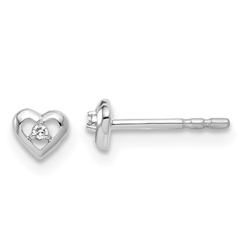 10k White Gold and Diamond Heart Post Earrings