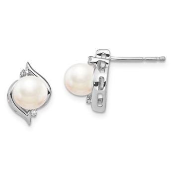 SS Pearl & Diamond Earrings