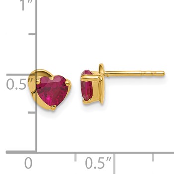 10ky Cr. Ruby Heart Post Earrings 2-5X5 HS — alternate view
