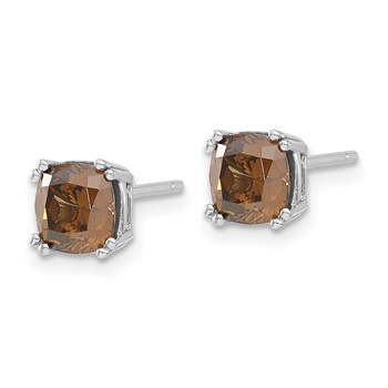 Sterling Silver Rhodium-plated Brown Diamonore CZ 6mm Stud Earrings — alternate view
