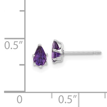 Sterling Silver Amethyst Pear Earrings — alternate view