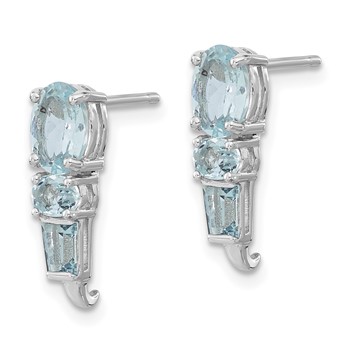 Sterling Silver Polished Aquamarine Post Dangle Earrings — alternate view