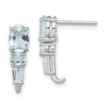 Sterling Silver Polished Aquamarine Post Dangle Earrings