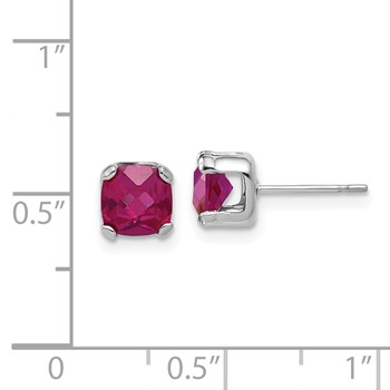 Sterling Silver 6MM Created Ruby Earrings — alternate view