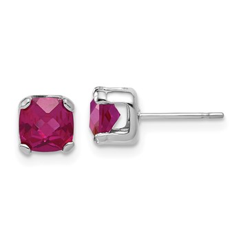 Sterling Silver 6MM Created Ruby Earrings