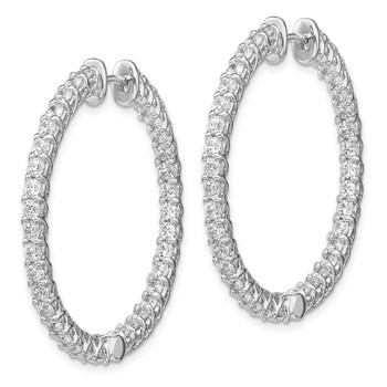 Sterling Silver Rhodium-plated Diamonore CZ In/Out Round Hoop Earrings — alternate view