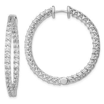 Sterling Silver Rhodium-plated Diamonore CZ In/Out Round Hoop Earrings