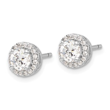 Sterling Silver Rhodium-plated Diamonore Halo Earrings — alternate view