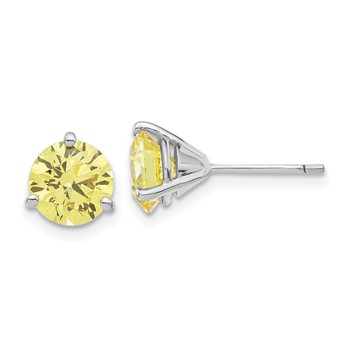 Sterling Silver Rhodium-plated Diamonore CZ 7.5mm Yellow Stud Earrings