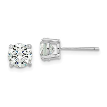 Sterling Silver Rhodium-plated Diamonore CZ 7.5mm Stud Earrings