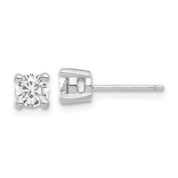 Sterling Silver Rhodium-plated Diamonore 5mm Stud Earrings