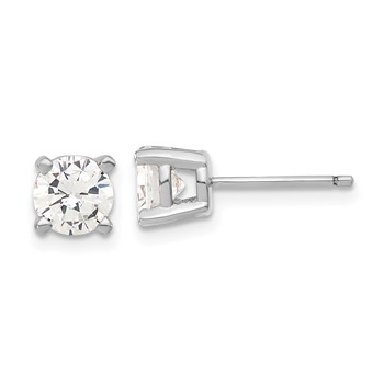 Sterling Silver Rhodium-plated Diamonore CZ 6mm Stud Earrings