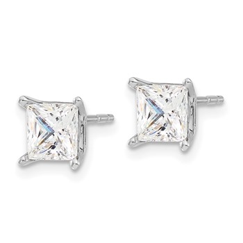 Sterling Silver Rhodium-plated Diamonore 5.5mm Princess-cut Earrings — alternate view