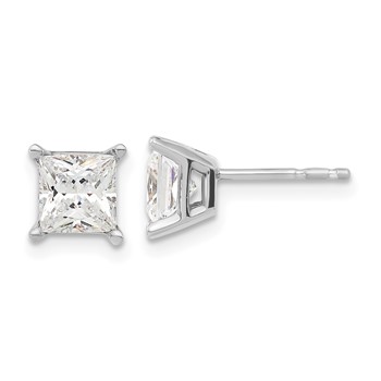 Sterling Silver Rhodium-plated Diamonore 5.5mm Princess-cut Earrings