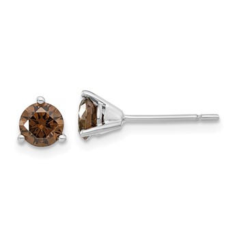 Sterling Silver Rhodium-plated Diamonore CZ Brown 5mm Stud Earrings